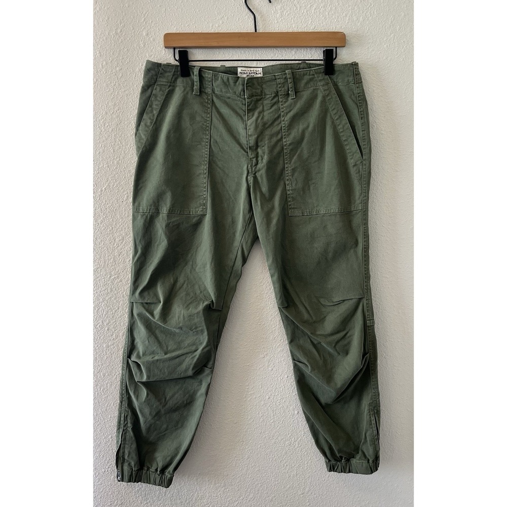 Nili Lotan Pants Women's Size 10 Cropped Military Pants Utility Jogger Green